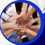 Hände die die Zusammenarbeit im Projekt FiBiWell symbolisieren